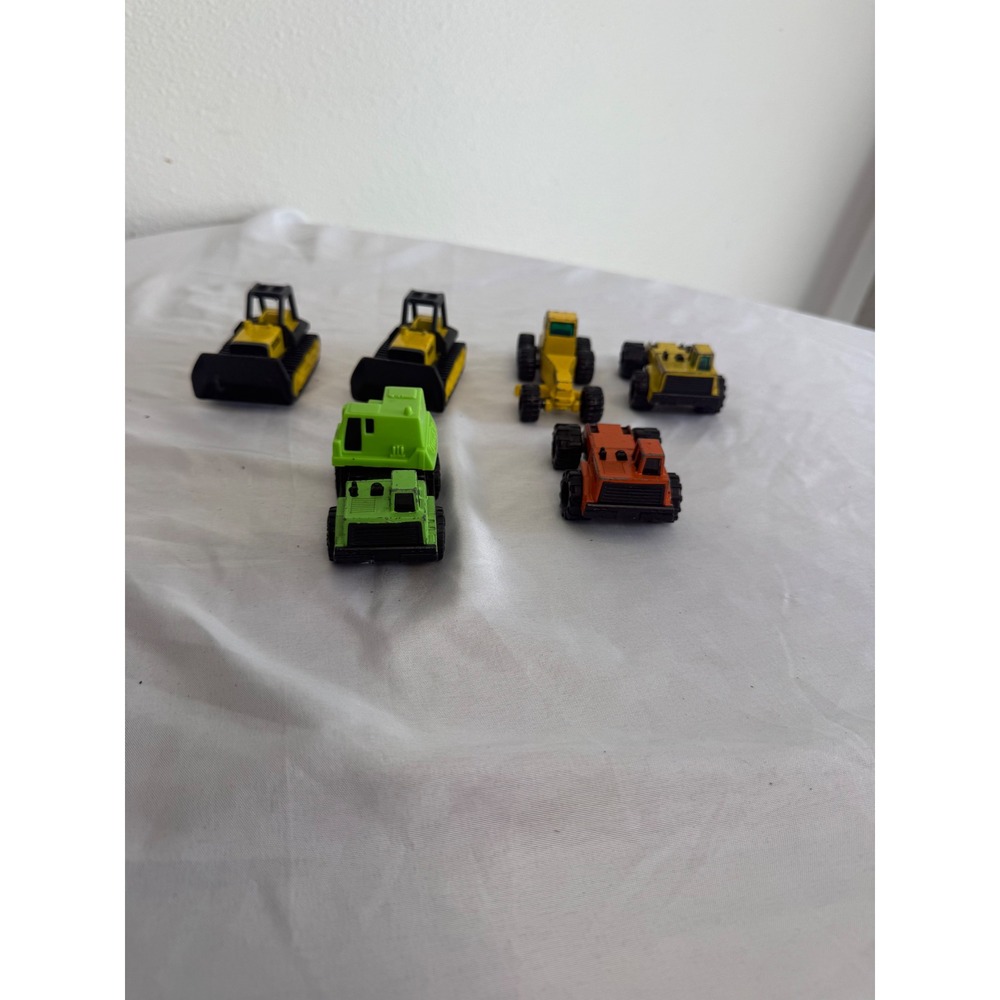 Vintage Tonka Diecast Construction Vehicle Lot Yellow Orange Green 6 Piece Set